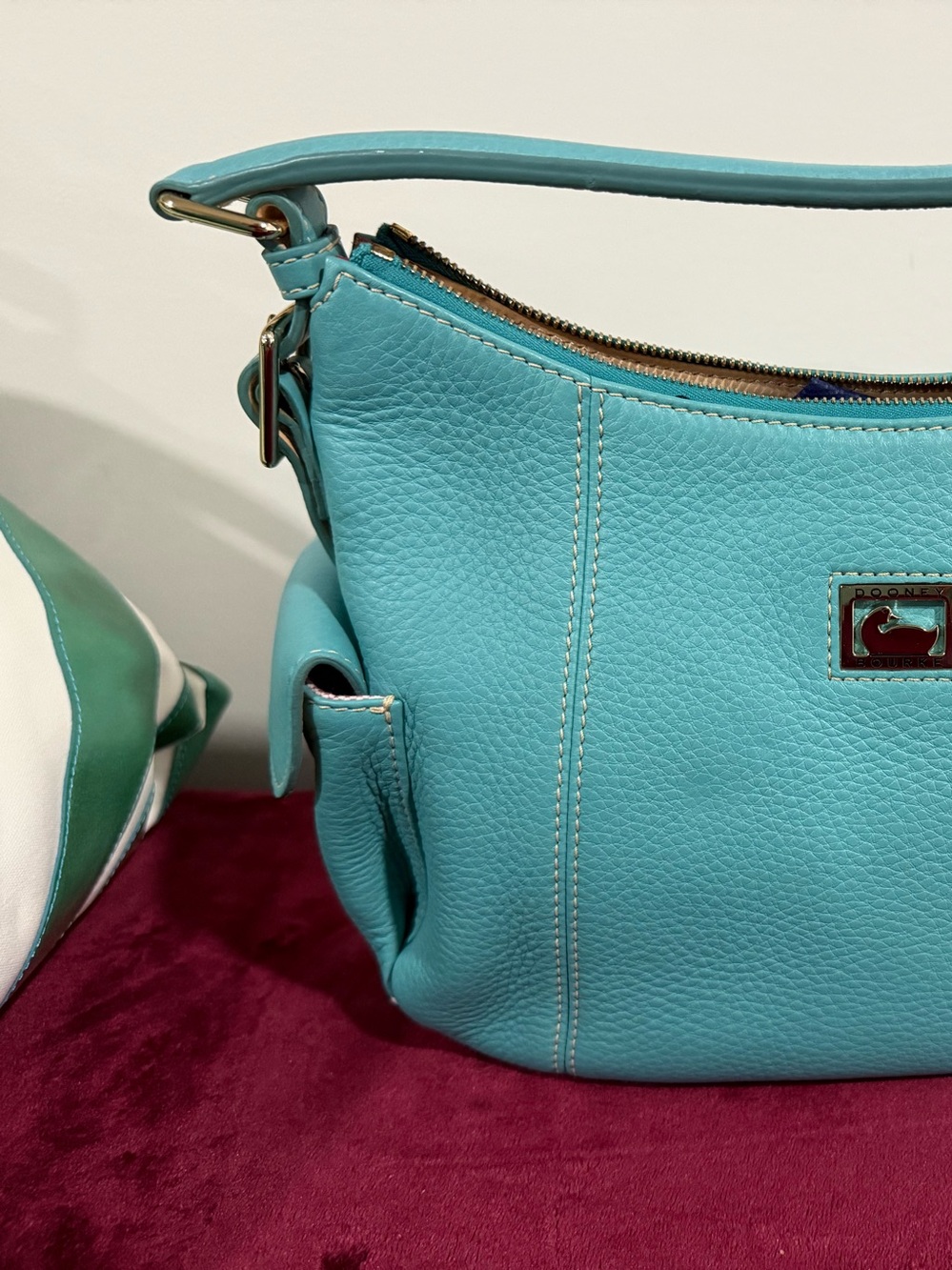 Dooney & Bourke Turquoise Pebbled Leather Shoulder Bag